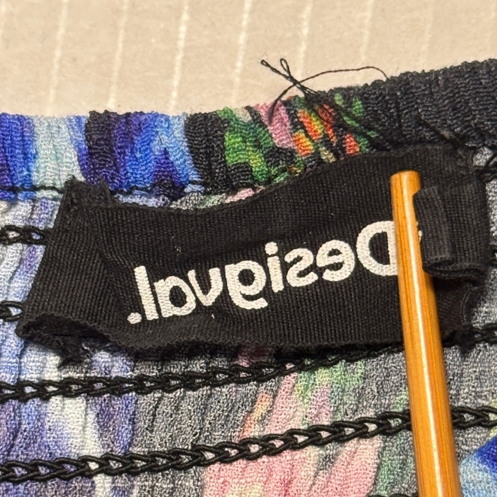 DESIGUAL Colorful Animal Print Patchwork Midi Dress Side Slit Smocked Back SM - Picture 4 of 17